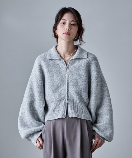 etoll.（エトル）の「ダブルジップジャカードニットカーディガン（カーディガン/ボレロ・レディース・ネイビー/グレイッシュベージュ/ブラック/グレー・M）」の13枚目の写真