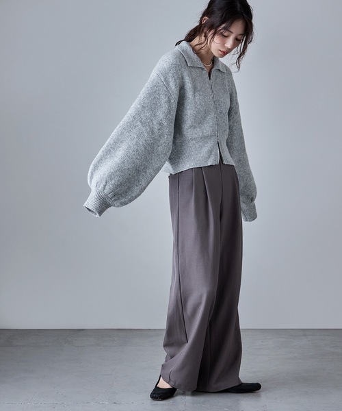 etoll.（エトル）の「ダブルジップジャカードニットカーディガン（カーディガン/ボレロ・レディース・ネイビー/グレイッシュベージュ/ブラック/グレー・M）」の14枚目の写真