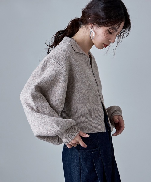 etoll.（エトル）の「ダブルジップジャカードニットカーディガン（カーディガン/ボレロ・レディース・ネイビー/グレイッシュベージュ/ブラック/グレー・M）」の7枚目の写真