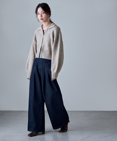 etoll.（エトル）の「ダブルジップジャカードニットカーディガン（カーディガン/ボレロ・レディース・ネイビー/グレイッシュベージュ/ブラック/グレー・M）」の8枚目の写真