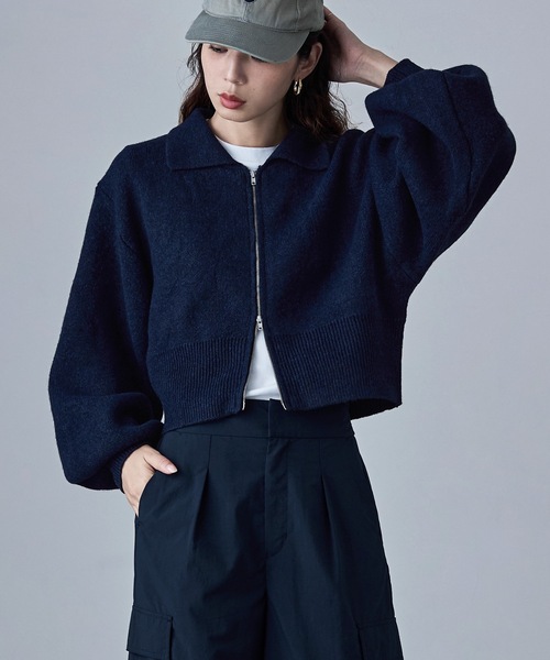 etoll.（エトル）の「ダブルジップジャカードニットカーディガン（カーディガン/ボレロ・レディース・ネイビー/グレイッシュベージュ/ブラック/グレー・M）」の19枚目の写真