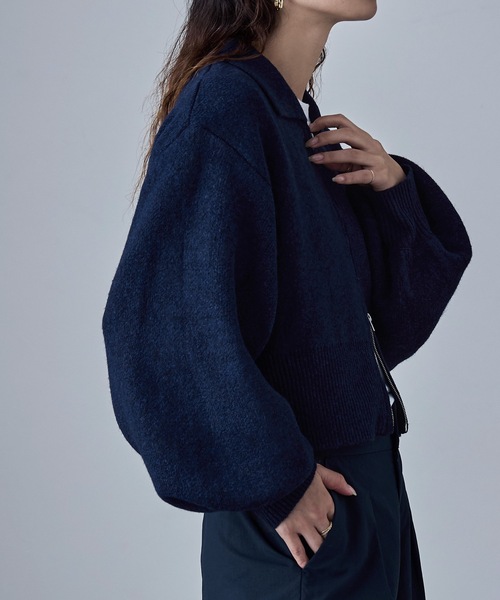 黒と青のニットカーディガン ZARA - ZARA(ザラ) バイカラー ストライプ アクリルカーディガン