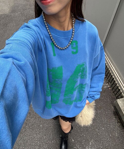 CIAOPANIC（チャオパニック）の「アソートプリントピグメントスウェット（Tシャツ/カットソー・レディース・チャコールグレー/グレー/シルバー/ブルー/ブラック系その他/レモンイエロー/ブラック/サックスブルー/ダークグレー/マスタード/ネイビー/イエロー・FREE）」の7枚目の写真