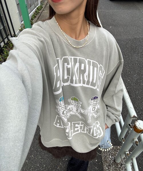 CIAOPANIC（チャオパニック）の「アソートプリントピグメントスウェット（Tシャツ/カットソー・レディース・チャコールグレー/グレー/シルバー/ブルー/ブラック系その他/レモンイエロー/ブラック/サックスブルー/ダークグレー/マスタード/ネイビー/イエロー・FREE）」の12枚目の写真