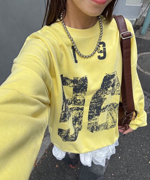 CIAOPANIC（チャオパニック）の「アソートプリントピグメントスウェット（Tシャツ/カットソー・レディース・チャコールグレー/グレー/シルバー/ブルー/ブラック系その他/レモンイエロー/ブラック/サックスブルー/ダークグレー/マスタード/ネイビー/イエロー・FREE）」の11枚目の写真