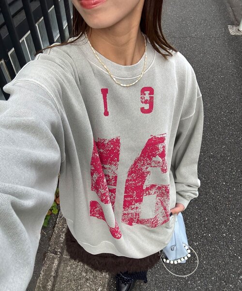 CIAOPANIC（チャオパニック）の「アソートプリントピグメントスウェット（Tシャツ/カットソー・レディース・チャコールグレー/グレー/シルバー/ブルー/ブラック系その他/レモンイエロー/ブラック/サックスブルー/ダークグレー/マスタード/ネイビー/イエロー・FREE）」の5枚目の写真