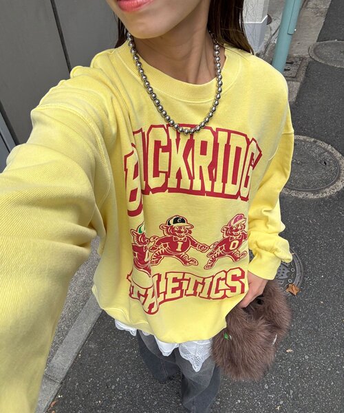 CIAOPANIC（チャオパニック）の「アソートプリントピグメントスウェット（Tシャツ/カットソー・レディース・チャコールグレー/グレー/シルバー/ブルー/ブラック系その他/レモンイエロー/ブラック/サックスブルー/ダークグレー/マスタード/ネイビー/イエロー・FREE）」の10枚目の写真