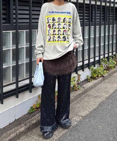 CIAOPANIC（チャオパニック）の「アソートプリントピグメントスウェット（Tシャツ/カットソー・レディース・チャコールグレー/グレー/シルバー/ブルー/ブラック系その他/レモンイエロー/ブラック/サックスブルー/ダークグレー/マスタード/ネイビー/イエロー・FREE）」の18枚目の写真