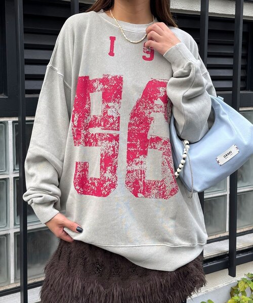 CIAOPANIC（チャオパニック）の「アソートプリントピグメントスウェット（Tシャツ/カットソー・レディース・チャコールグレー/グレー/シルバー/ブルー/ブラック系その他/レモンイエロー/ブラック/サックスブルー/ダークグレー/マスタード/ネイビー/イエロー・FREE）」の21枚目の写真