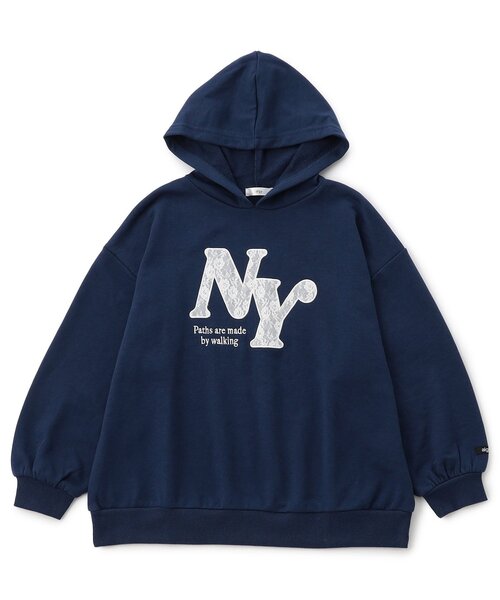 algy（アルジー）の「レースロゴBIGフーディ（パーカー・キッズ・ネイビー/レッド/チャコール・XX-SMALL/X-SMALL/MEDIUM/SMALL）」の2枚目の写真