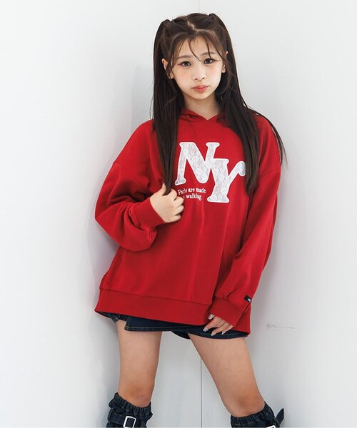 algy（アルジー）の「レースロゴBIGフーディ（パーカー・キッズ・ネイビー/レッド/チャコール・XX-SMALL/X-SMALL/MEDIUM/SMALL）」の3枚目の写真