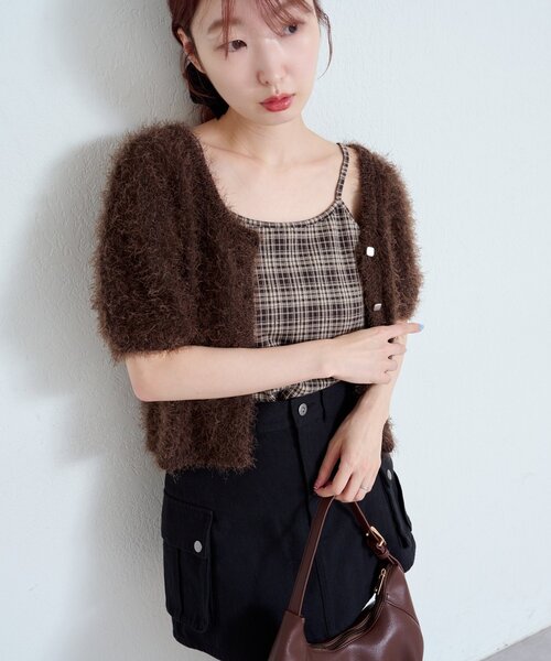 Kastane(カスタネ)の「【カップ取り外し可】カップ付きチェックキャミ(キャミソール・レディース・ブラウン/ベージュ/ブラック・FREE)」の9枚目の写真