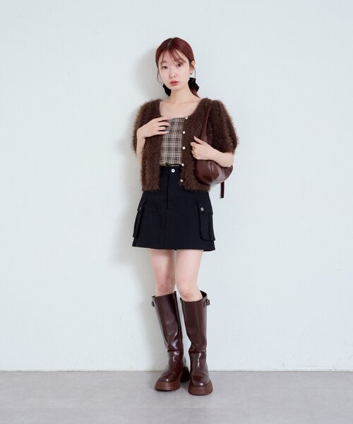 Kastane(カスタネ)の「【カップ取り外し可】カップ付きチェックキャミ(キャミソール・レディース・ブラウン/ベージュ/ブラック・FREE)」の19枚目の写真