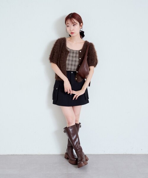 Kastane(カスタネ)の「【カップ取り外し可】カップ付きチェックキャミ(キャミソール・レディース・ブラウン/ベージュ/ブラック・FREE)」の17枚目の写真