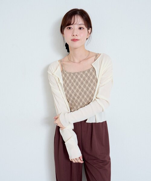 Kastane(カスタネ)の「【カップ取り外し可】カップ付きチェックキャミ(キャミソール・レディース・ブラウン/ベージュ/ブラック・FREE)」の10枚目の写真