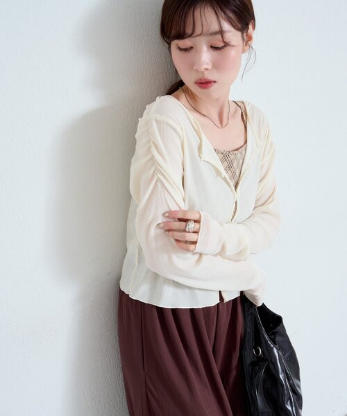 Kastane(カスタネ)の「【カップ取り外し可】カップ付きチェックキャミ(キャミソール・レディース・ブラウン/ベージュ/ブラック・FREE)」の5枚目の写真