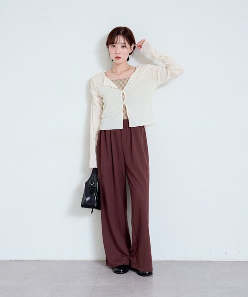 Kastane(カスタネ)の「【カップ取り外し可】カップ付きチェックキャミ(キャミソール・レディース・ブラウン/ベージュ/ブラック・FREE)」の22枚目の写真