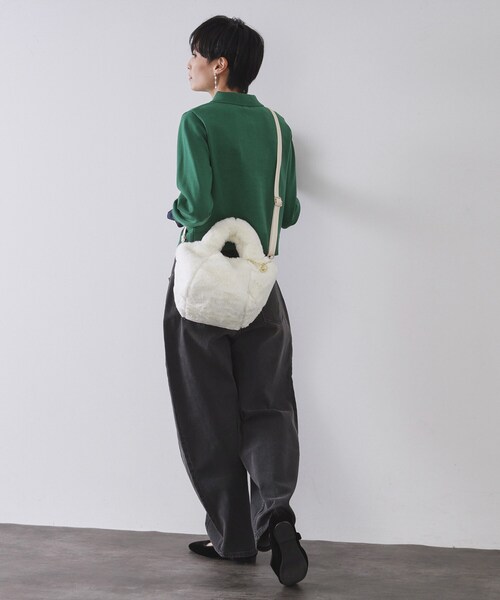 OPAQUE.CLIP（オペークドットクリップ）の「【2WAY】フェイクファーミドルトートバッグ（トートバッグ・レディース・ブラウン系/オフホワイト/チャコールグレー/グリーン系・00）」の8枚目の写真