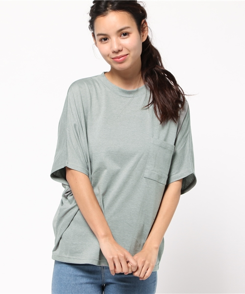 OUTLET（アウトレット）の「【Discoat Petit】BIGドルマンポケ付P/O（Tシャツ/カットソー・レディース・オフホワイト/杢グレー/ボルドー・LARGE/MEDIUM）」の2枚目の写真