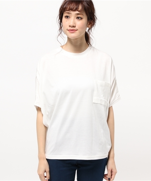 OUTLET（アウトレット）の「【Discoat Petit】BIGドルマンポケ付P/O（Tシャツ/カットソー・レディース・オフホワイト/杢グレー/ボルドー・LARGE/MEDIUM）」の9枚目の写真