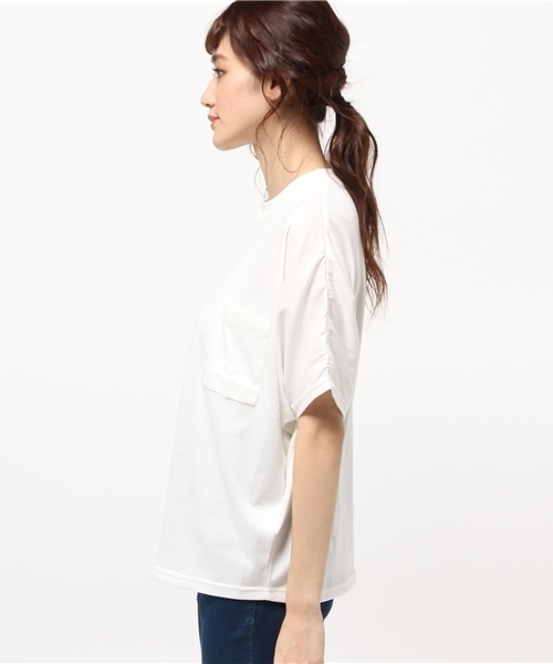 OUTLET（アウトレット）の「【Discoat Petit】BIGドルマンポケ付P/O（Tシャツ/カットソー・レディース・オフホワイト/杢グレー/ボルドー・LARGE/MEDIUM）」の10枚目の写真