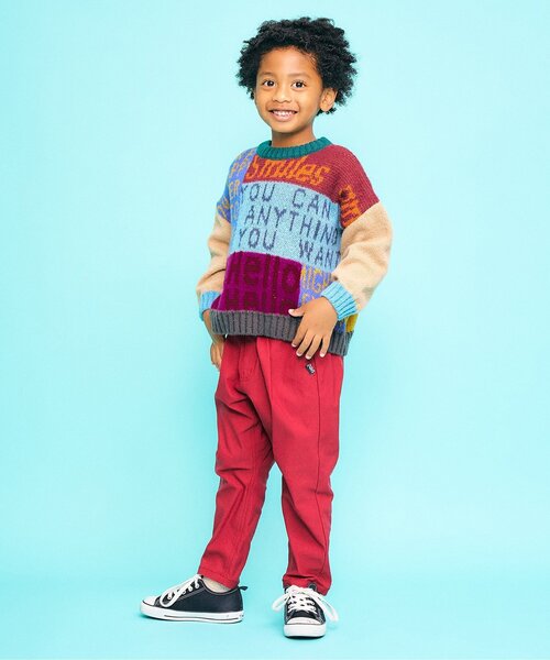 F.O.KIDS（エフオーキッズ）の「【ジュニア対応】MIX ロゴアートニット（ニット/セーター・キッズ・グレー/レインボー・80/90/100/110/120/130/140）」の3枚目の写真