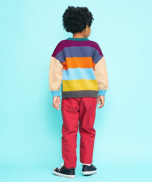 F.O.KIDS（エフオーキッズ）の「【ジュニア対応】MIX ロゴアートニット（ニット/セーター・キッズ・グレー/レインボー・80/90/100/110/120/130/140）」の4枚目の写真