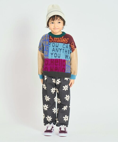 F.O.KIDS（エフオーキッズ）の「【ジュニア対応】MIX ロゴアートニット（ニット/セーター・キッズ・グレー/レインボー・80/90/100/110/120/130/140）」の5枚目の写真