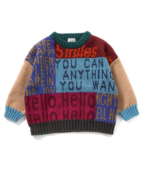 F.O.KIDS（エフオーキッズ）の「【ジュニア対応】MIX ロゴアートニット（ニット/セーター・キッズ・グレー/レインボー・80/90/100/110/120/130/140）」の6枚目の写真
