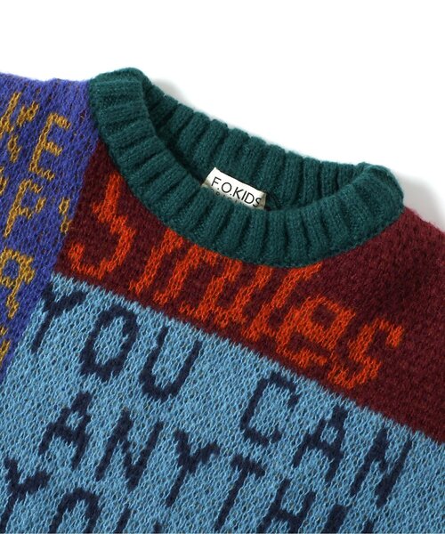 F.O.KIDS（エフオーキッズ）の「【ジュニア対応】MIX ロゴアートニット（ニット/セーター・キッズ・グレー/レインボー・80/90/100/110/120/130/140）」の10枚目の写真