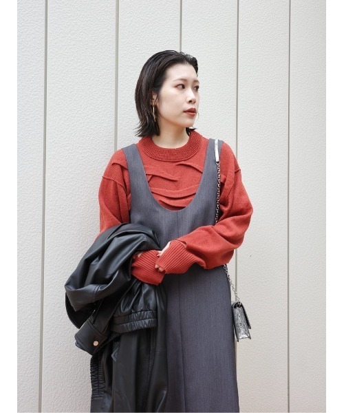 ESTNATION（エストネーション）の「ESTNATION / バックバックル ストレートワンピース（ワンピース・レディース・ブラック/グレー・FREE）」の21枚目の写真