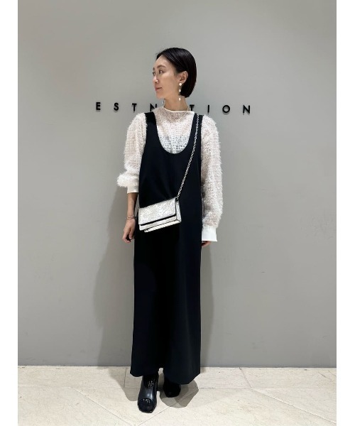 ESTNATION（エストネーション）の「ESTNATION / バックバックル ストレートワンピース（ワンピース・レディース・ブラック/グレー・FREE）」の15枚目の写真