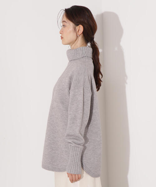 N.(N. Natural Beauty Basic)(エヌエヌナチュラルビューティーベーシック)の「タートルネックオーバーニット(ニット/セーター・レディース・ネイビー/ライム/グレー・MEDIUM)」の22枚目の写真