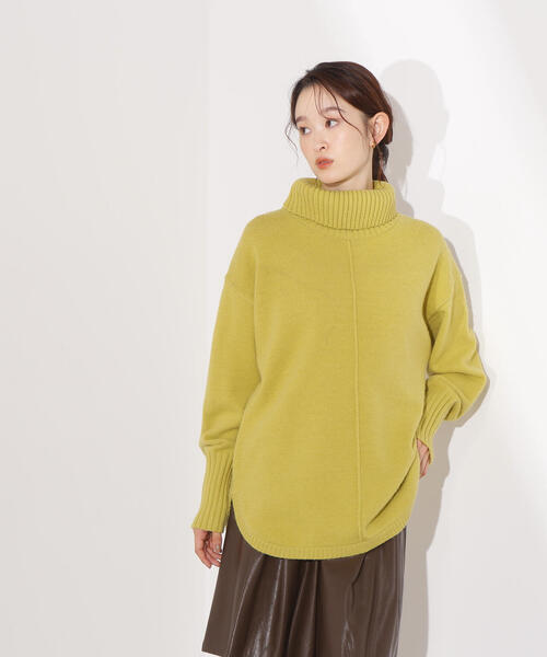 N.(N. Natural Beauty Basic)(エヌエヌナチュラルビューティーベーシック)の「タートルネックオーバーニット(ニット/セーター・レディース・ネイビー/ライム/グレー・MEDIUM)」の14枚目の写真