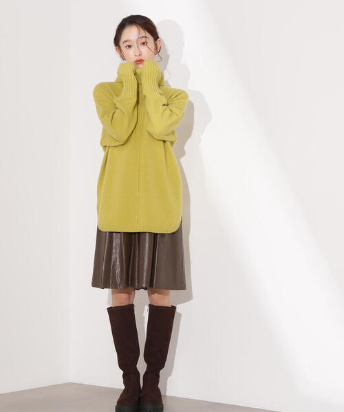 N.(N. Natural Beauty Basic)(エヌエヌナチュラルビューティーベーシック)の「タートルネックオーバーニット(ニット/セーター・レディース・ネイビー/ライム/グレー・MEDIUM)」の13枚目の写真