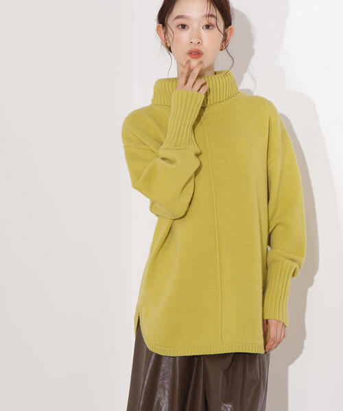 N.(N. Natural Beauty Basic)(エヌエヌナチュラルビューティーベーシック)の「タートルネックオーバーニット(ニット/セーター・レディース・ネイビー/ライム/グレー・MEDIUM)」の12枚目の写真
