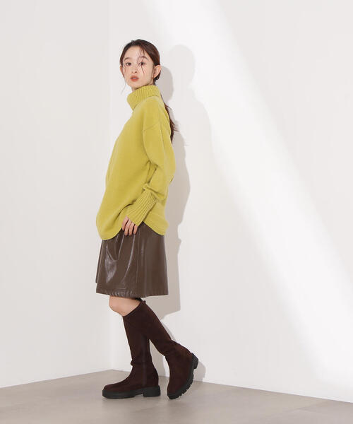 N.(N. Natural Beauty Basic)(エヌエヌナチュラルビューティーベーシック)の「タートルネックオーバーニット(ニット/セーター・レディース・ネイビー/ライム/グレー・MEDIUM)」の11枚目の写真