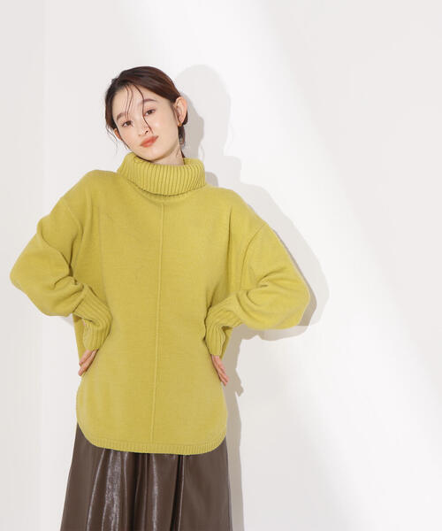 N.(N. Natural Beauty Basic)(エヌエヌナチュラルビューティーベーシック)の「タートルネックオーバーニット(ニット/セーター・レディース・ネイビー/ライム/グレー・MEDIUM)」の9枚目の写真