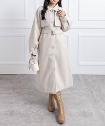 CLEAR BASIC | フェイクウールスタンドカラーロングコート[オフィスカジュアル 着回し抜群 大人]≪AW新作≫(その他アウター)