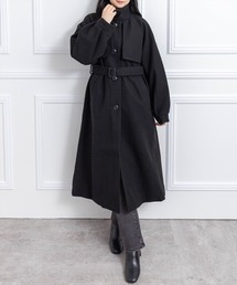 CLEAR BASIC | フェイクウールスタンドカラーロングコート[オフィスカジュアル 着回し抜群 大人]≪AW新作≫(その他アウター)