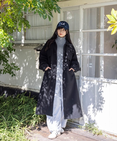 CLEAR BASIC（クリアベーシック）の「フェイクウールスタンドカラーロングコート[オフィスカジュアル 着回し抜群 大人]≪AW新作≫（その他アウター・レディース・アイボリー/ブラック・F）」の15枚目の写真