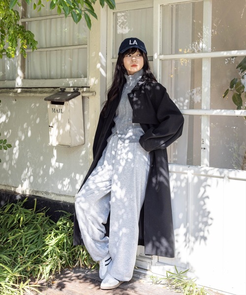 CLEAR BASIC（クリアベーシック）の「フェイクウールスタンドカラーロングコート[オフィスカジュアル 着回し抜群 大人]≪AW新作≫（その他アウター・レディース・アイボリー/ブラック・F）」の16枚目の写真