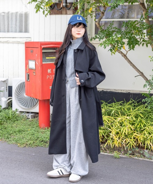 CLEAR BASIC（クリアベーシック）の「フェイクウールスタンドカラーロングコート[オフィスカジュアル 着回し抜群 大人]≪AW新作≫（その他アウター・レディース・アイボリー/ブラック・F）」の17枚目の写真