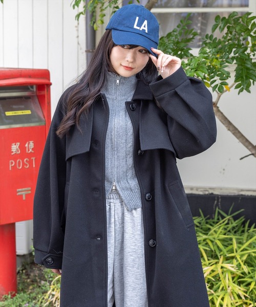 CLEAR BASIC（クリアベーシック）の「フェイクウールスタンドカラーロングコート[オフィスカジュアル 着回し抜群 大人]≪AW新作≫（その他アウター・レディース・アイボリー/ブラック・F）」の18枚目の写真