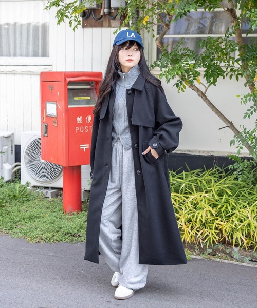 CLEAR BASIC（クリアベーシック）の「フェイクウールスタンドカラーロングコート[オフィスカジュアル 着回し抜群 大人]≪AW新作≫（その他アウター・レディース・アイボリー/ブラック・F）」の19枚目の写真