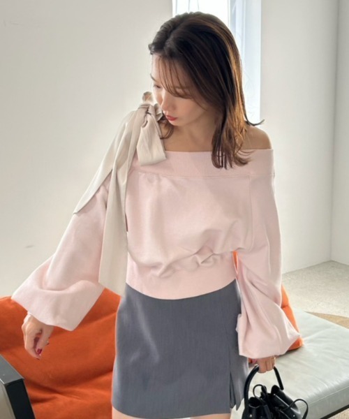 セール】ビッグリボンワンショルカットソー（スウェット）｜FRAY I.D