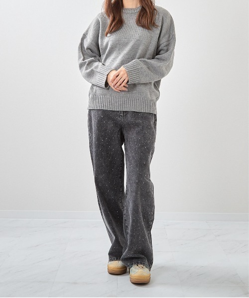 ねるねる様　EVERYDAY LIKE ベーシックニット グレー セール】【ベーシッククルーネックニット】（ニット/セーター）｜IO