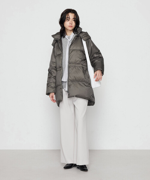 セール】ライトナイロンタフタ フード付きダウンコート（ダウン