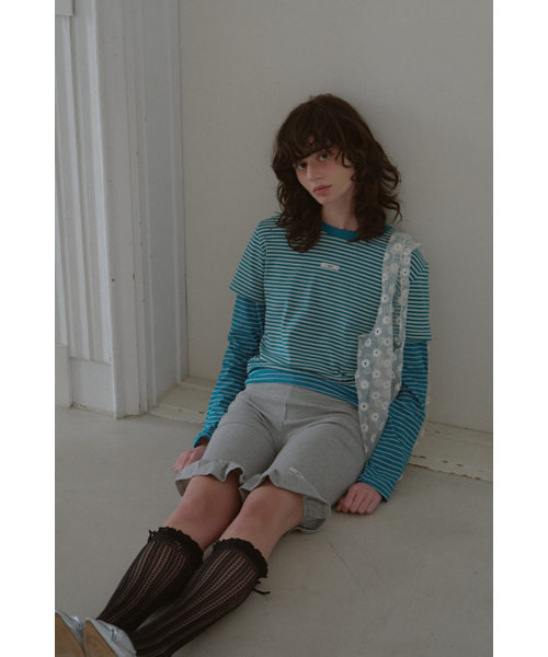 LETERIE(レテリー)の「STRIPE LAYERED T-SHIRT_GREEN(Tシャツ/カットソー・レディース・グリーン・FREE)」の3枚目の写真