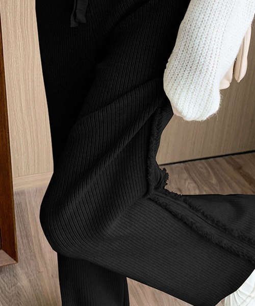 Jayro(ジャイロ)の「サイドフリンジニットワイドパンツ(その他パンツ・レディース・ベージュ/ホワイト/ブラック・FREE)」の3枚目の写真